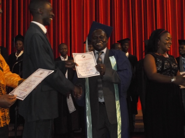 Joyful students receiving their certificates.